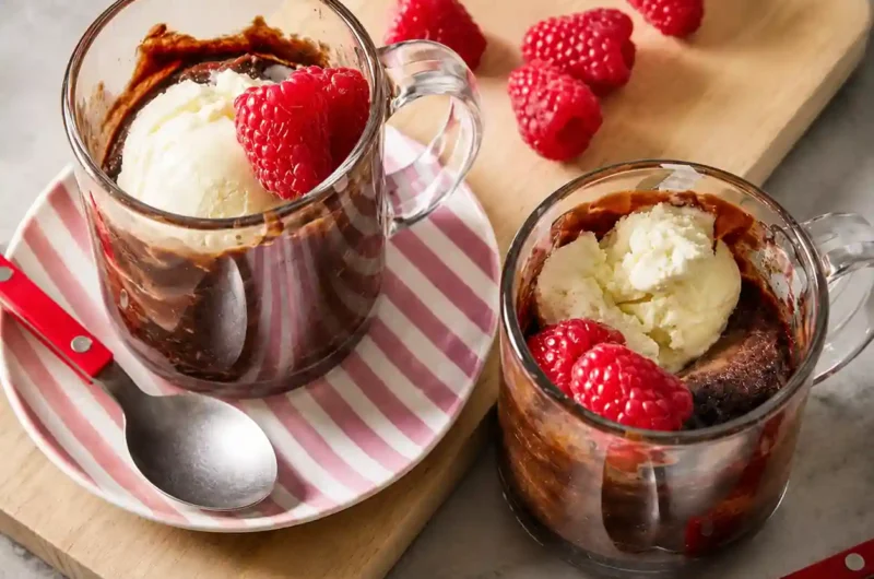 5-Minute Chocolate Raspberry Mug Cake for Two