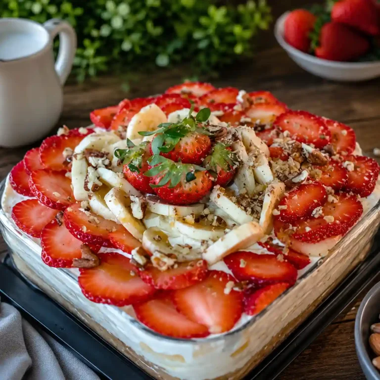 No-Bake Banana Split Cake Recipe | Easy Creamy Dessert