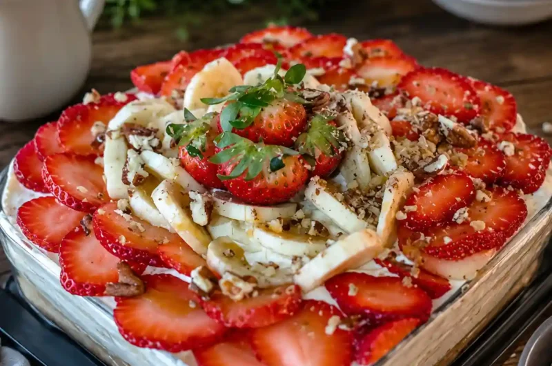 No-Bake Banana Split Cake Recipe | Easy Creamy Dessert