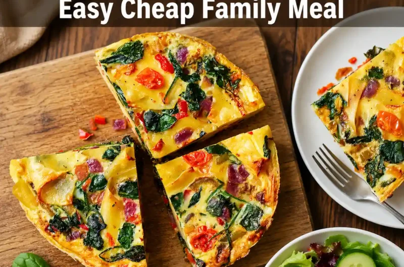 Budget Pepper and Tomato Pasta Frittata Recipe | Easy Cheap Family Meal