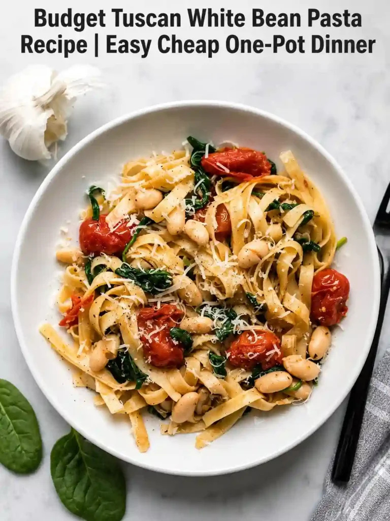 Budget Tuscan White Bean Pasta Recipe | Easy Cheap One-Pot Dinner