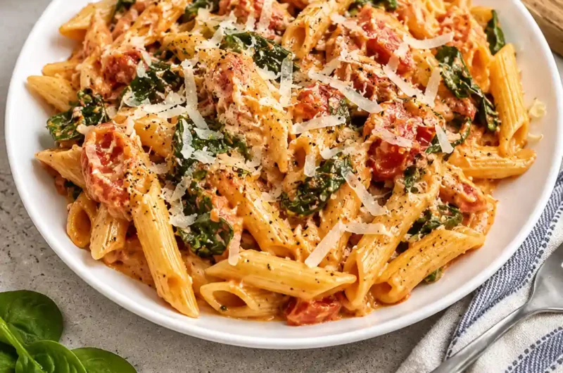 Under $5 Creamy Tomato and Spinach Pasta Recipe | Easy Budget Dinner