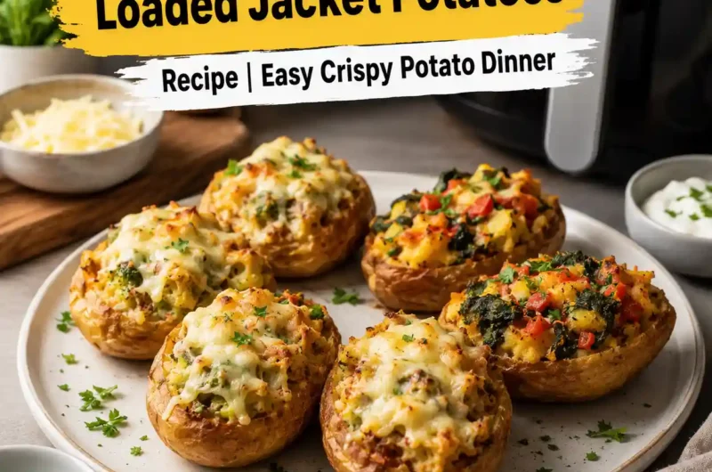 Air Fryer Loaded Jacket Potatoes Recipe | Easy Crispy Potato Dinner
